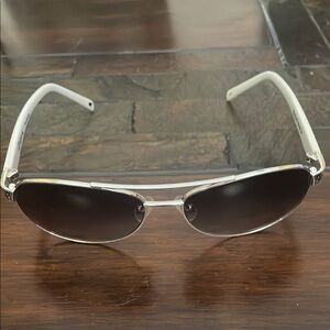 Brighton Silver and white Aviator Sunglasses with Black Lenses